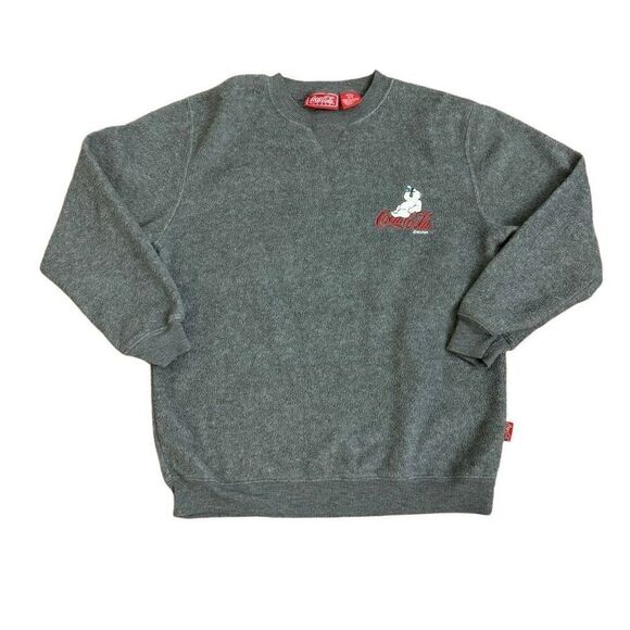 Coca Cola Polar Bear Gray Fleece Sweatshirt & Pants Lounge Set Size Small - Picture 2 of 10